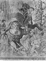 Le cacce di Massimiliano, Capricorno, La caccia al cinghiale, dettaglio di Massimiliano I 1459-1519, Fabbrica dei Gobelins