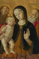 Madonna con Bambino e due santi eremiti, inizi del 1480 (tempera su tavola)