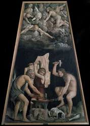 Armi divine forgiate nella Fucina di Vulcano (dettaglio)