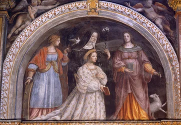 Italia, Milano, Chiesa di San Maurizio al Monastero Maggiore, Ginevra Bentivoglio Sforza prende il velo