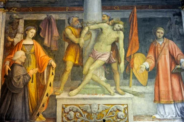 Gesù legato alla colonna, affresco di Bernardino Luini nella chiesa di San Maurizio al Monastero Maggiore, Milano, Lombardia, Italia
