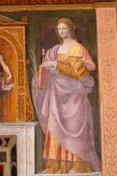 Santa Lucia, affresco di Bernardino Luini nella chiesa di San Maurizio al Monastero Maggiore, Milano, Lombardia, Italia