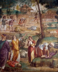 La morte del primogenito, di Bernardino Luini (ca 1480-ca 1532), affresco trasferito su legno, 211x169 cm