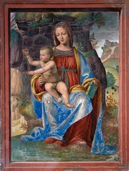 Vergine e Bambino, affresco di Bernardino Luini (ca 1480-ca 1532), nella Sala del Lavabo o Sagrestia, Lombardia, Italia