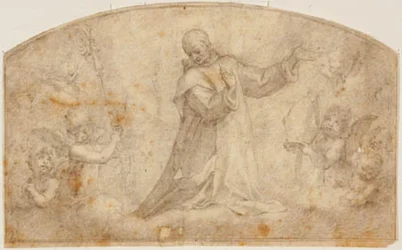 San Bruno circondato da angeli con un pastorale e una mitra