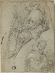 Due studi di certosini (recto); Tre schizzi di teste di certosini (verso)