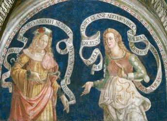 Il profeta Geremia e la sibilla frigia, di Pinturicchio, Bernardino, Bottega di (1454-1513). Affresco