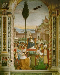 Enea Silvio Piccolomini, papa Pio II nel porto di Ancona, in Italia, dove morì, mentre aspettava l