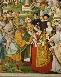 Enea Silvio Piccolomini, allora vescovo di Siena, presenta l