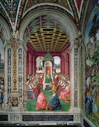 Enea Silvio Piccolomini (1405-64) fa un Atto di Sottomissione a Papa Eugenio IV (1383-1447) 7 febbraio 1447