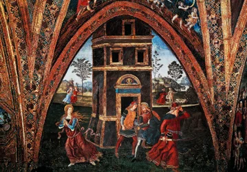 Martirio di Santa Barbara, di Bernardino Pinturicchio, affresco, Sala dei Santi, Appartamenti Borgia, Palazzo Apostolico, Città del Vaticano, Italia