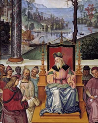 Papa Pio II incontra il re Giacomo I di Scozia. Dettaglio della Vita di Papa Pio II