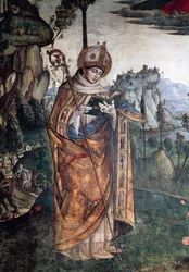 San Luigi di Tolosa, dettaglio dalla Gloria di San Bernardino