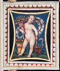Biblioteca Piccolomini, soffitto, pannello con allegoria delle Stagioni: Primavera, affresco di Bernardino di Betto, noto come Pinturicchio
