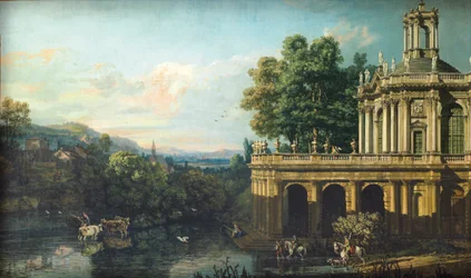 Capriccio architettonico con un palazzo