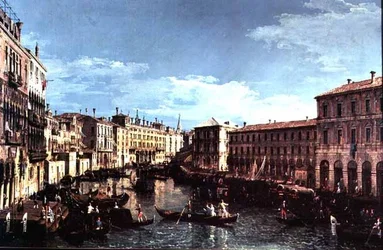 Canal Grande, Venezia, vista verso sud al Ponte di Rialto