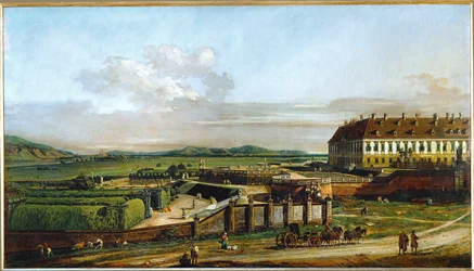 Castello di Schlosshof, Austria, visto da nord, costruito dal principe Eugenio di Savoia (olio su tela)