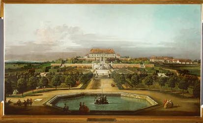 Il castello di Schlosshof visto dal giardino (olio su tela)