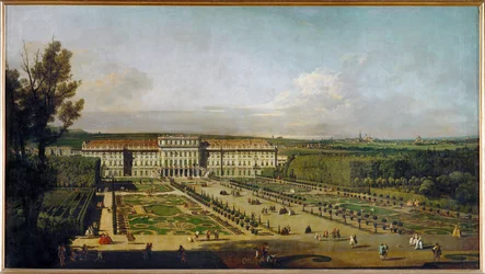 Il castello di Schönbrunn a Vienna, in Austria, visto dai giardini... (olio su tela)