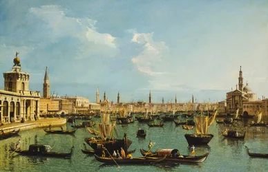 Il Bacino di San Marco, Venezia, dal Canale della Giudecca con la Dogana, il Molo, la Riva degli Schiavoni, la Chiesa di San Giorgio Maggiore e numerose barche
