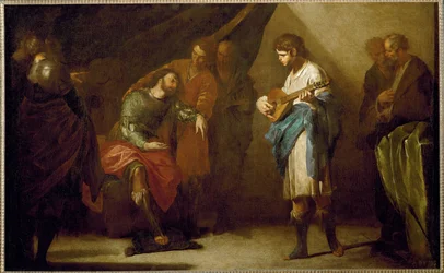 Davide che suona davanti a Saul (olio su tela)