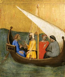 Pannello di predella che raffigura una scena da "La leggenda della Sacra Cintola"