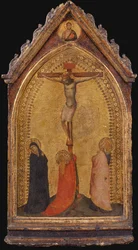 Crocifissione con Maria Maddalena, Madonna e Giovanni Evangelista (tempera su tavola)