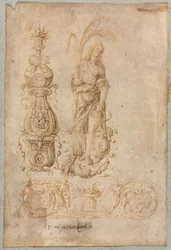 Progetto per un candelabro, figura allegorica dell