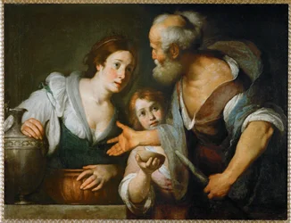 Il profeta Eliseo e la vedova di Sarepta... (olio su tela)