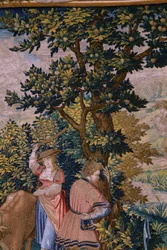 Serie La Fondazione di Roma: Faustolo incontra Romolo e Remo. Cartonista Barend van Orley (?). Manifattura di Bruxelles. 1525-1530. (dettaglio)