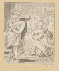 Signore e signora che suonano il liuto