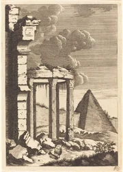 Capre davanti a Rovine e una Piramide