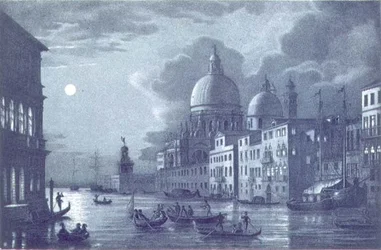 Scena Notturna del Canal Grande e Santa Maria della Salute, Venezia, incisa da Brizeghel