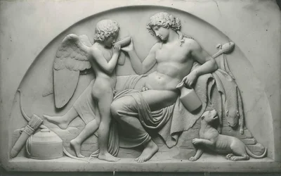 Cupido beve dalla coppa di Bacco