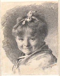Ritratto di una bambina con capelli corti e fascia