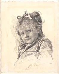 Ritratto di una bambina con capelli lunghi e fascia