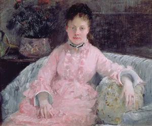 Ritratto di una donna in abito rosa