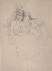 La lezione di disegno - Berthe Morisot che disegna con sua figlia, c.1889-90