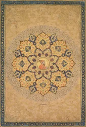 Shamsa sole con ritratto di Aurangzeb 1618-1707, dall