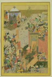 Assalto a un Castello, Persiano, Periodo Timurid (1370-1506) c.1475-1500