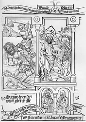 Frammento facsimile della pagina 28 della Bibbia dei Poveri, 1849