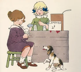 Ragazze al loro chiosco di limonata