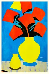 Fiori rossi, vaso giallo