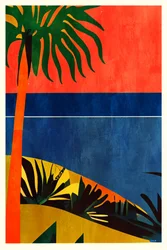 Tramonto tra le palme tropicali