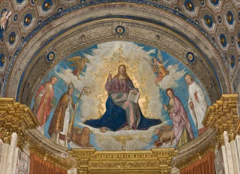 Abside, Catino Abside, Boccaccio Boccaccino, Pantocratore tra i Santi Marcellino, Imerio, Omobono, Pietro Esorcista