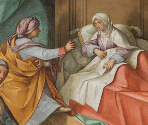 Navata Centrale, Seconda Campata Nord, Nascita della Vergine, Boccaccio Boccaccino 1514-15, (dettaglio)