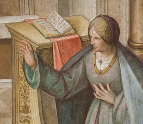 Navata centrale, terza campata nord, Annunciazione, Boccaccio Boccaccino 1516-17, (dettaglio)