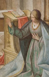Navata Centrale, Terza Campata Nord, Annunciazione, Boccaccio Boccaccino 1516-17, (dettaglio)