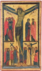 La Crocifissione con Sante donne, piangenti, Cristo sulla Via del Calvario e la Deposizione, pannello destro di un dittico