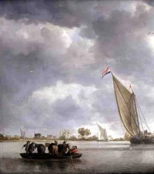 Costruttori che riparano una casa vicino a un fiume